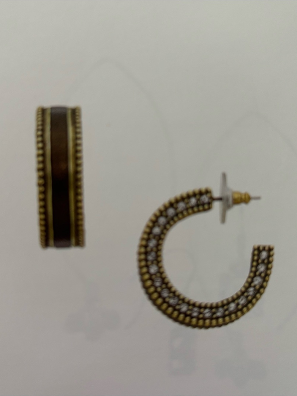 Silpada Leather and Brass Hoop Post Earrings